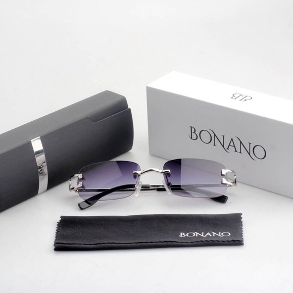 Bonano Venician Rimless SIlver Frames Sunglasses Glasses Vintage Designer - Picture 8 of 8
